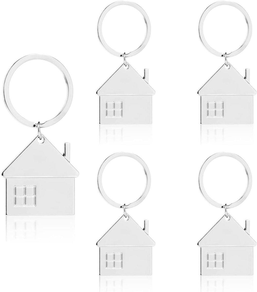 5 Stuks Metalen Sleutelhangers Huis/Woningsleutels Familie Sleutelringen voor Huiseigenaren en Eigenaars