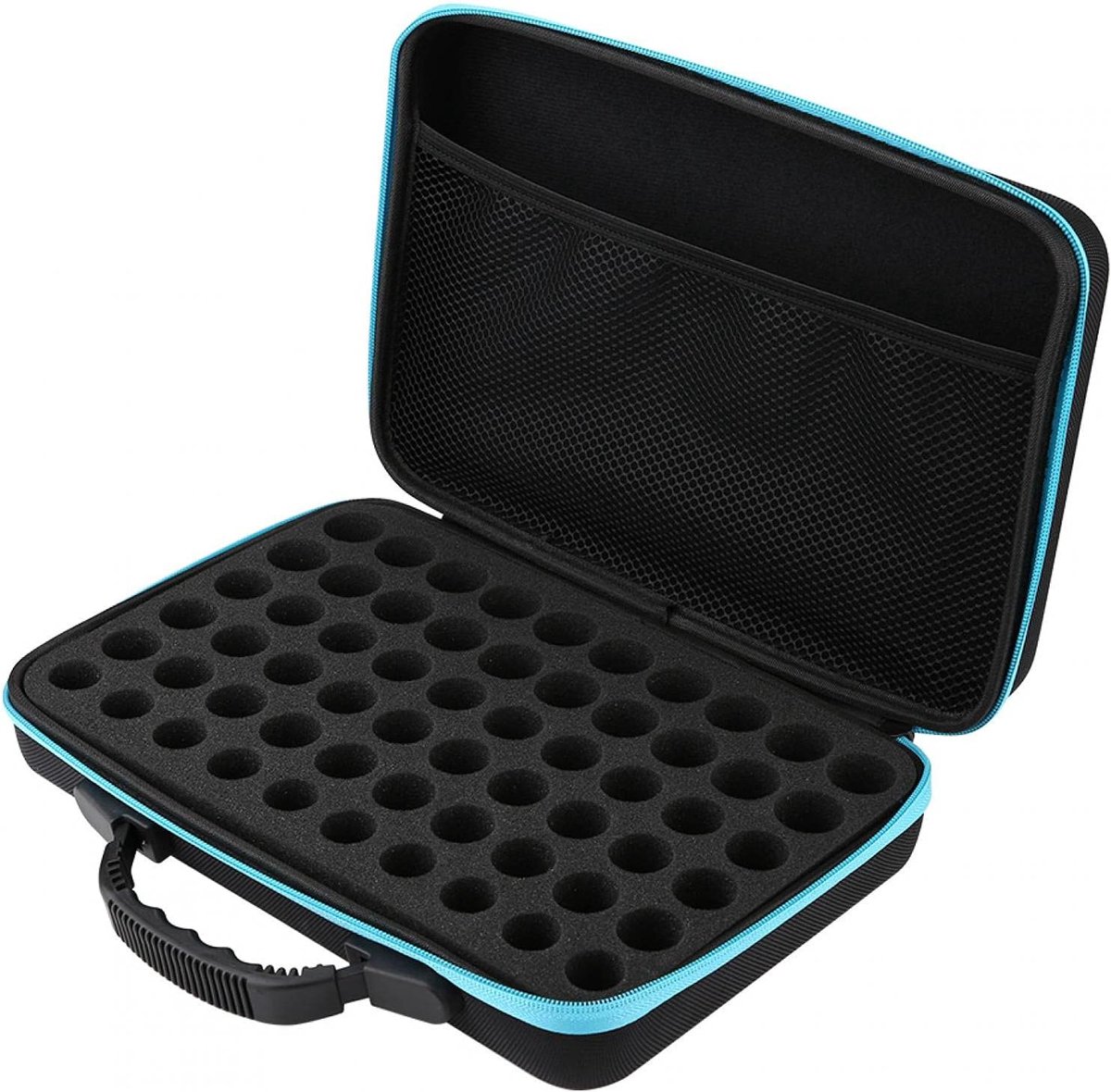 oliën opslag - 60 raster essentiële olie draagtas harde shell case essentiële olie tas organizer voor flessen 5 ml, 15 ml (blauw)