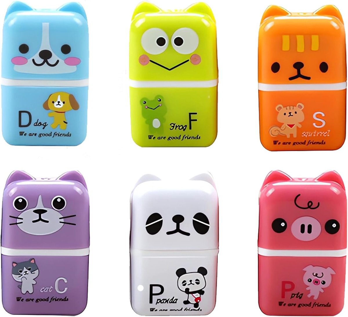 gum voor kinderen, 6 stuks, cartoon, dier, gum, gum voor kinderen, met scheermollen, etui met diermotief, gum voor kinderen, feestcadeau en
