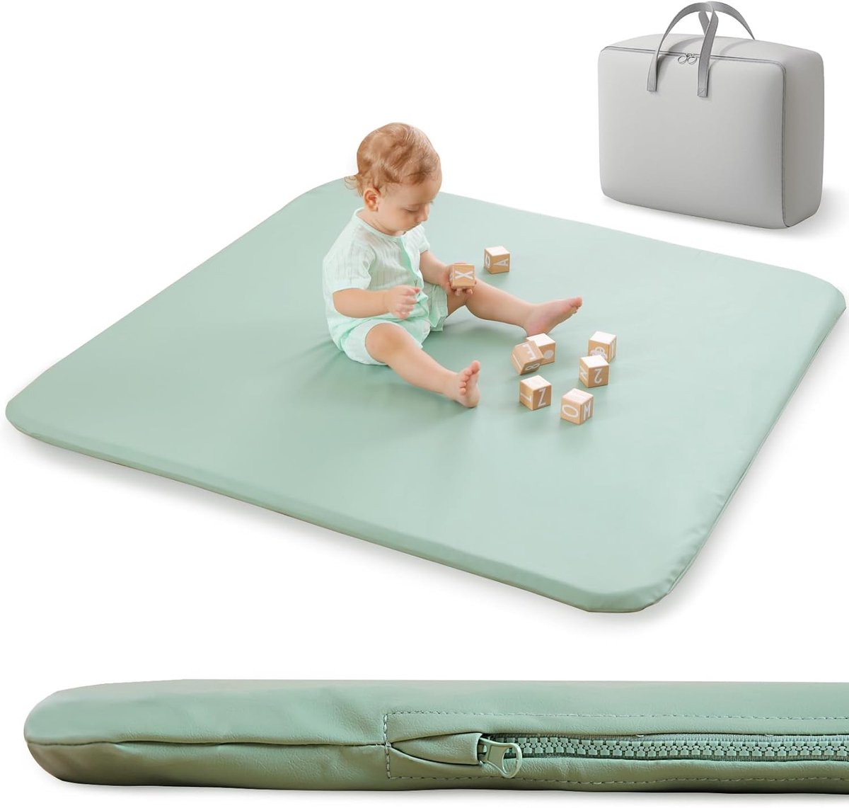 babyspeelmat voor je jongen of meisje - Extra dikke en superzachte veganistische leren vloermat creëert een veilige speelruimte voor kleintjes - Waterdichte kruipmat voor baby's om op de