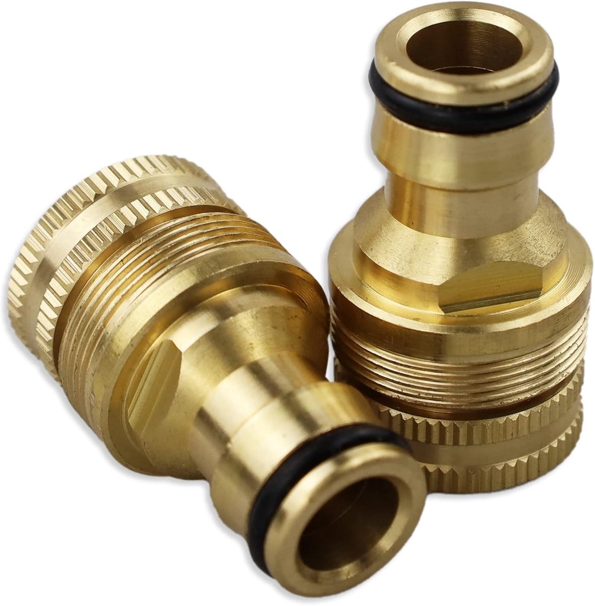 2-in-1 Messing Tuinslang Kraanconnector, 2 Stuks 3/4 Inch & 1/2 Inch Binnendraad Schroefdraad Connector voor Tuin en Huishouden