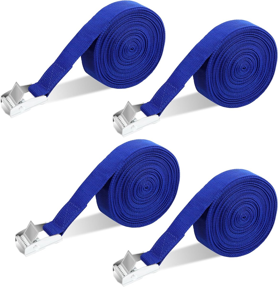 6 m bevestigingsriemen, 4 stuks sjorriem, bevestigingsriem, spanbanden met klemsluiting, kleine spanbanden voor auto, fiets, steekwagen, motorfiets, bagage, belastbaar tot 250 kg (2,5 cm x 6 m)