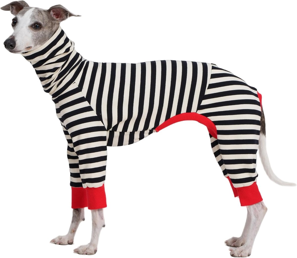 Greyhound Onesie kleding, rolkraag gestreept shirt voor Whippets puppy, licht en dun shirt voor lente en zomer (XL)
