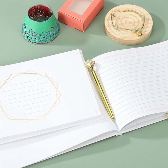 Gastenboek, Bruiloft Gastenbord Tekenboek Receptie Handtekening Boek Feestdecoraties Benodigdheden voor Verjaardag Bruidsdouche, Witte Woorden — afbeelding 2