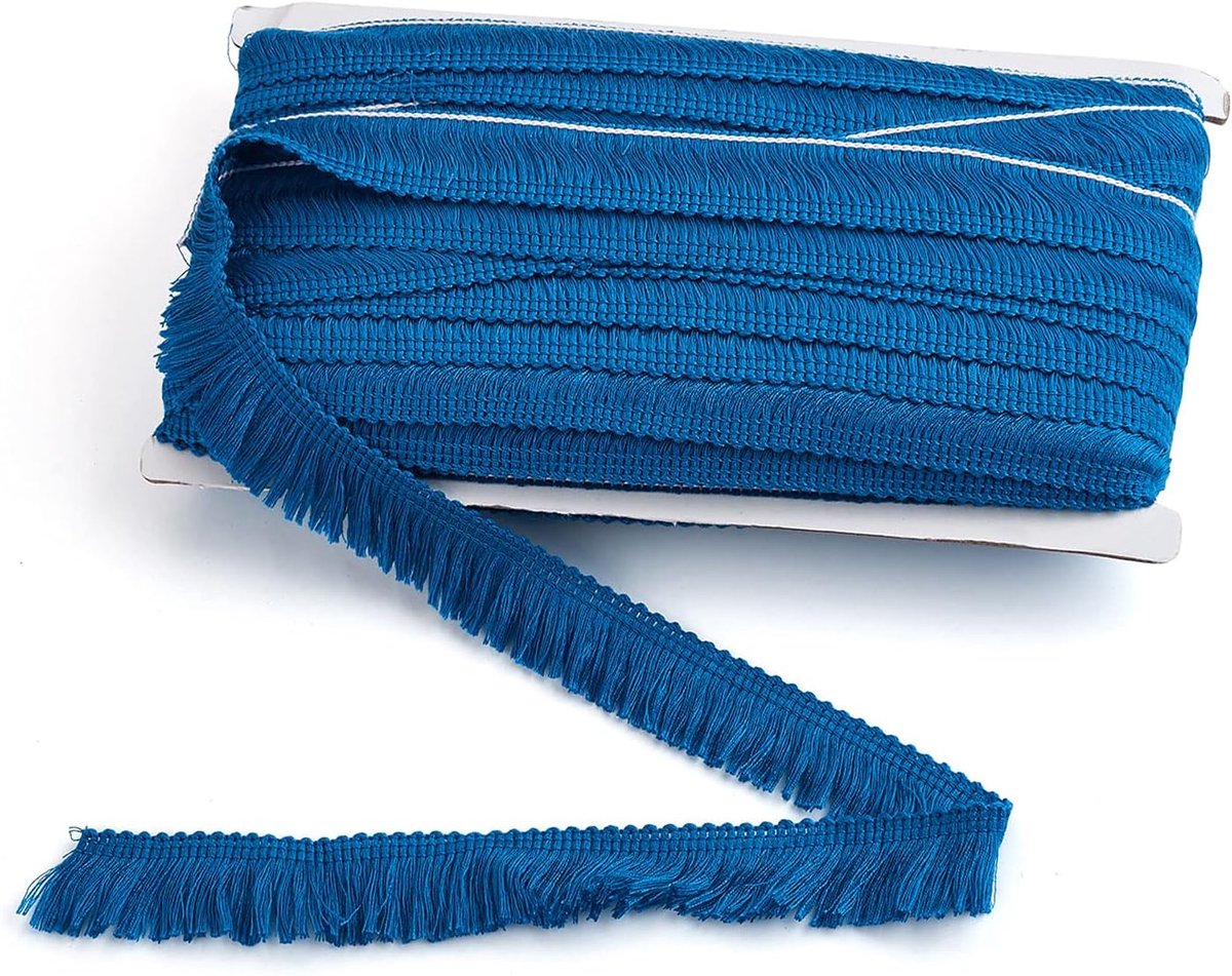 Blauwe franje kwastje trim 6,35 cm x 24,6 meter polyestervezel franje trim voor naaien, quilten, DIY, huisdecoratie