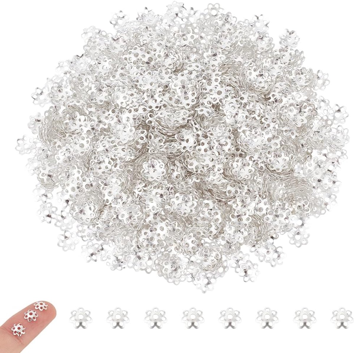 Kralen filigraan afstandskralen 6 mm ijzer bloem einddeksel metalen multi-kroon blad kralen ketting fabricage kraal