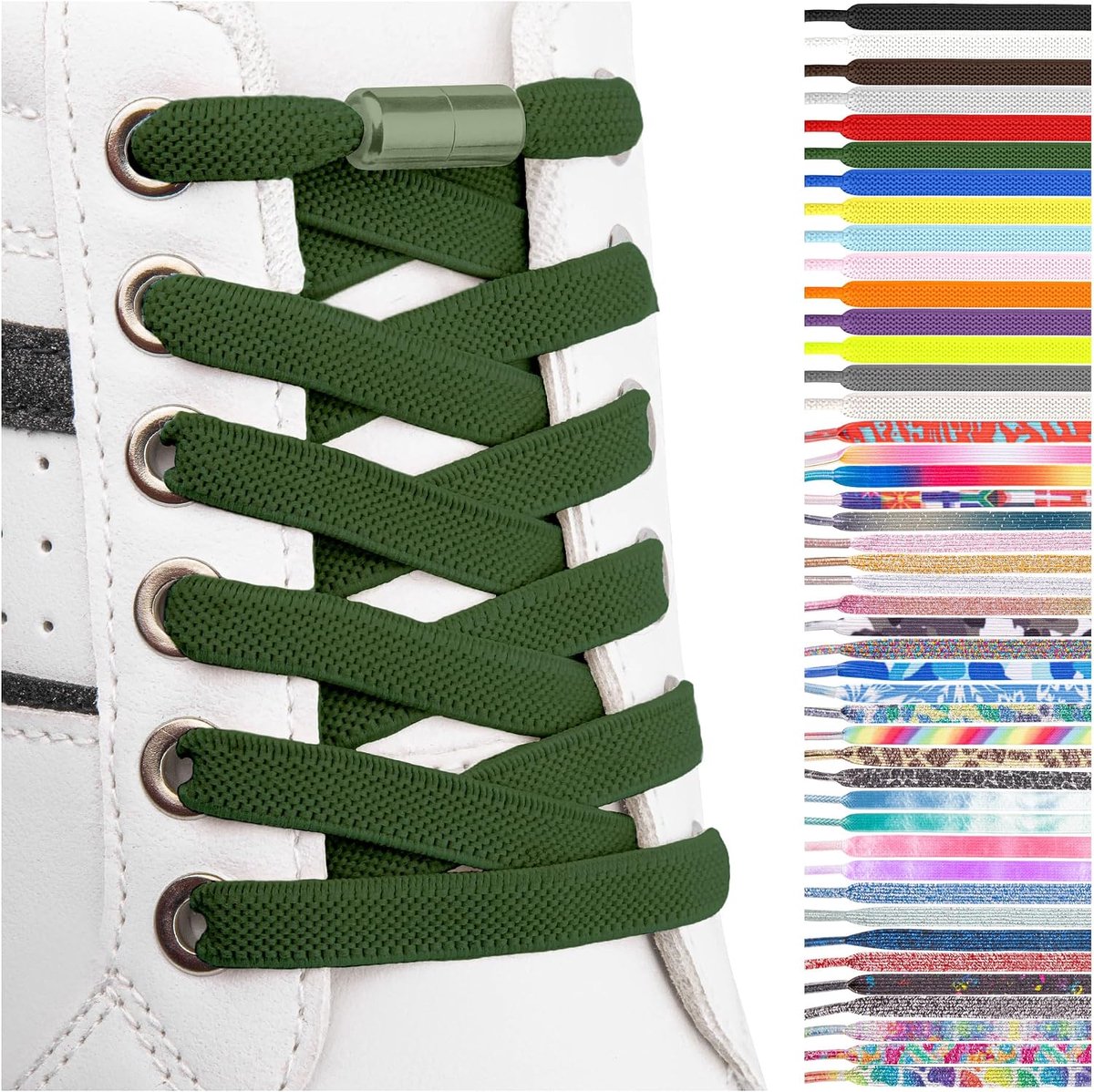 Platte veters zonder strikken - veters kleurrijke snelsluiting - elastische schoenveters - rubber - veters - veters voor kinderen en volwassenen