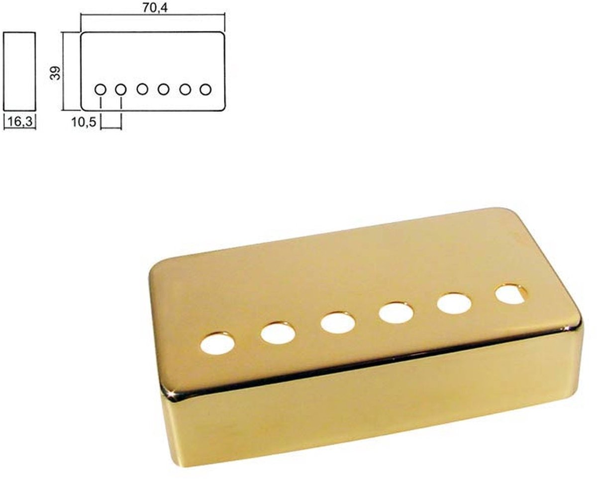 Boston HPC-20-GGR pickup cover, humbucker, pitch=10,5mm, brug positie, metaal goud