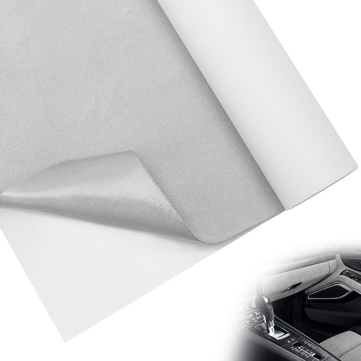 Stof, zelfklevend, stretch, suède-look, kunstleer, stof, velours, zelfklevende stoffolie voor cockpit, autointerieur, autostoelen, meubels, doe-het-zelf reparatie (lichtgrijs, 40 x