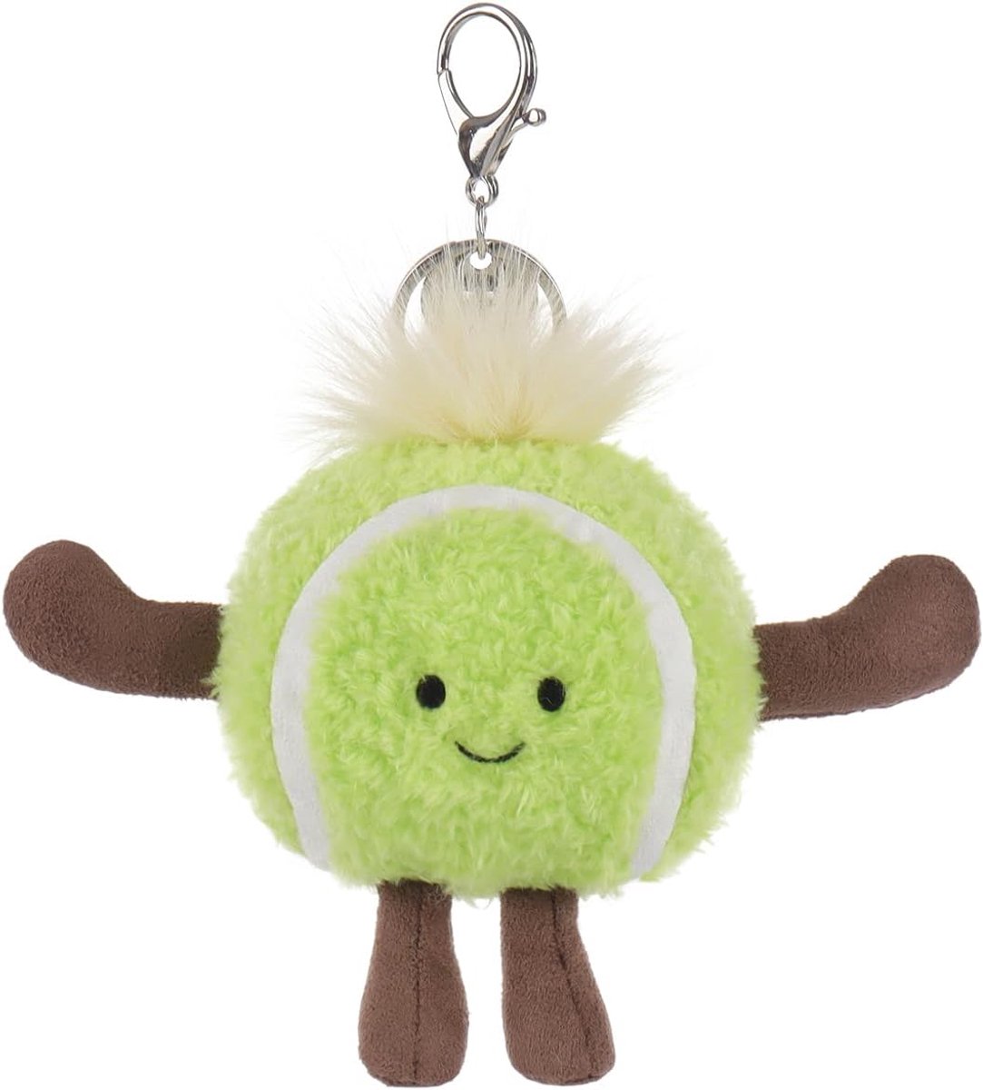 Lamb Tennis Sport Leuke Sleutelhanger, zacht gevulde pluche sleutelhanger, speelgoed voor kinderrugzak, portemonnee, 8 cm