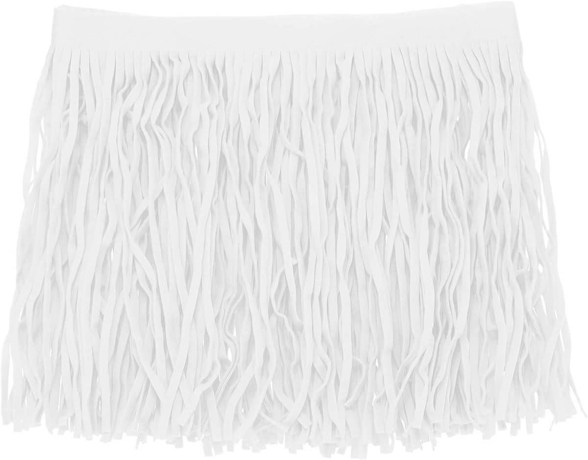 METERXITY PU Lederen Franje Trim, 1 Yard 15,5 cm Wit Dubbelzijdig Suede Kwastje Naaien Trim voor DIY Ambacht/Naaien Jurk Kostuum/Tassen Schoen Decoratie, Franje Kwastje
