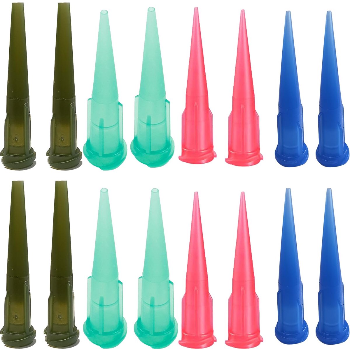 120 stuks 4 maten mix kunststof doseerpunten, afgeplatte pinhead 14, 18, 20, 22 gauge 0,64 mm ID, TT lijmapplicatortips