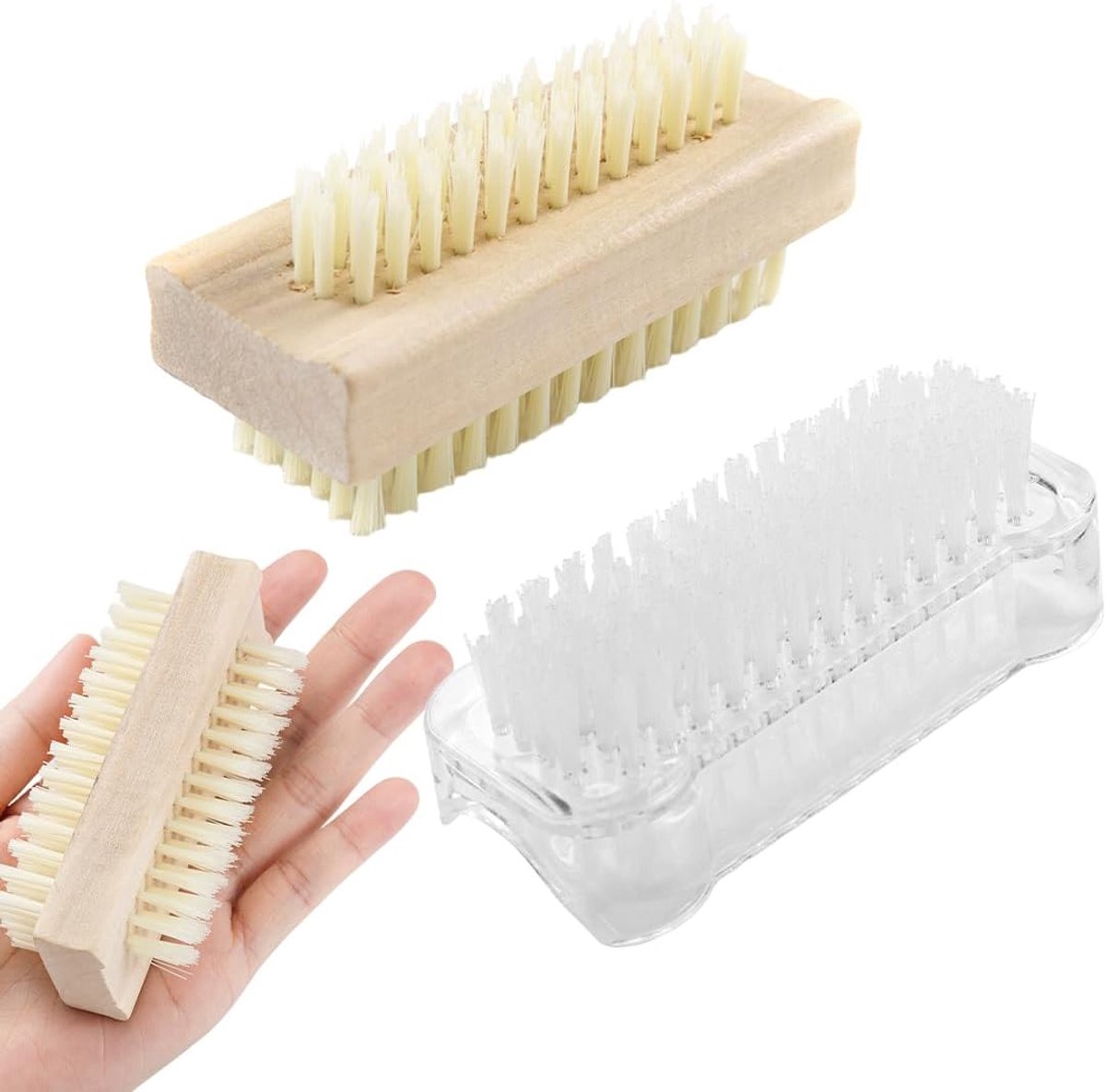 2 stuks nagelborstel, nagelborstel, dubbelzijdige handborstel, nagelborstel, nagelreinigingsborstels voor handen en wastafels
