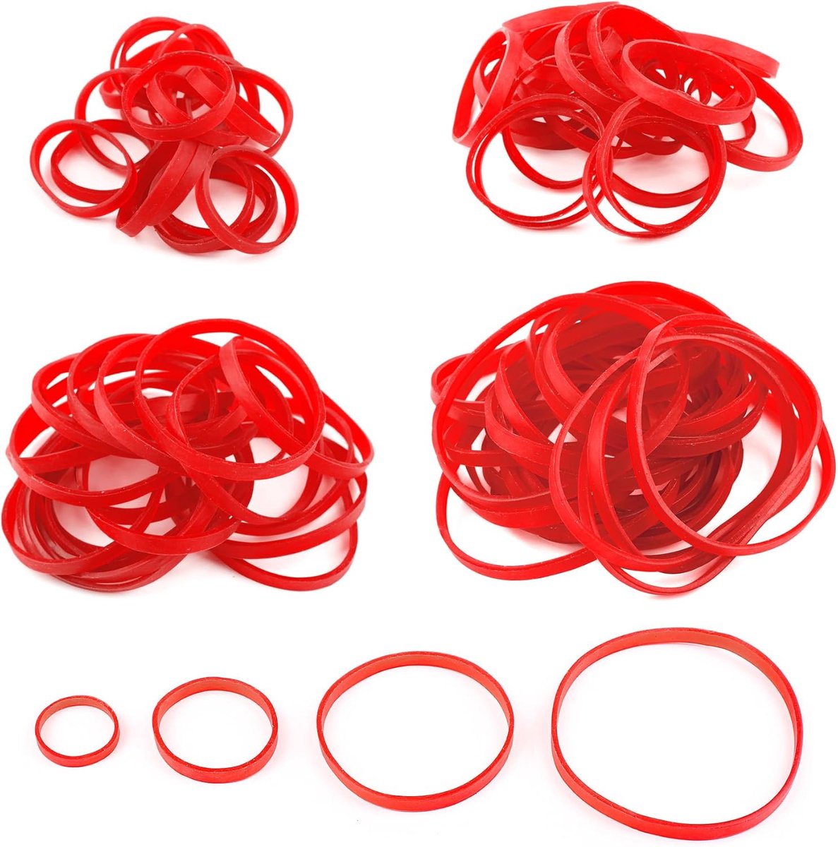 80 stuks rubberen banden, rood, rubberen ringen, natuurlijk rubber, elastisch, breed, dik, uv-bestendig, hittebestendig, koudebestendig, huishoudrubber voor camping, survival, robuuste
