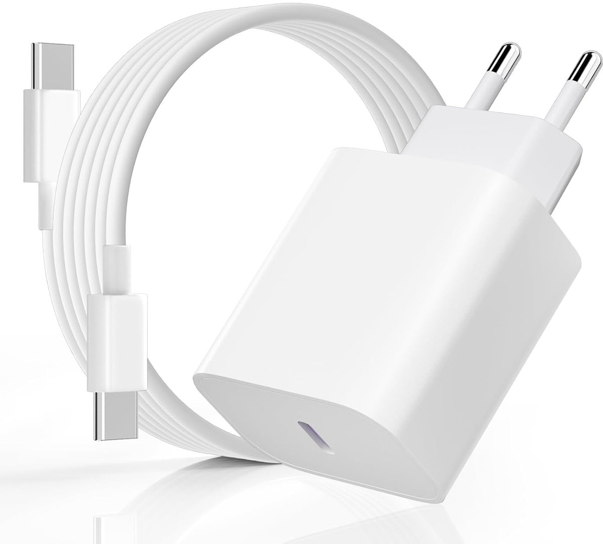20W USB C Snellader Oplaadkabel voor iPhone 16 15, PD3.0 USB C Voeding Stekker Power Adapter met 2m Type C Oplaadkabel voor Phone 16/16 Pro/16 Pro Max/16 Plus/15 Pro/15 Pro Max/15 Plus - Wit