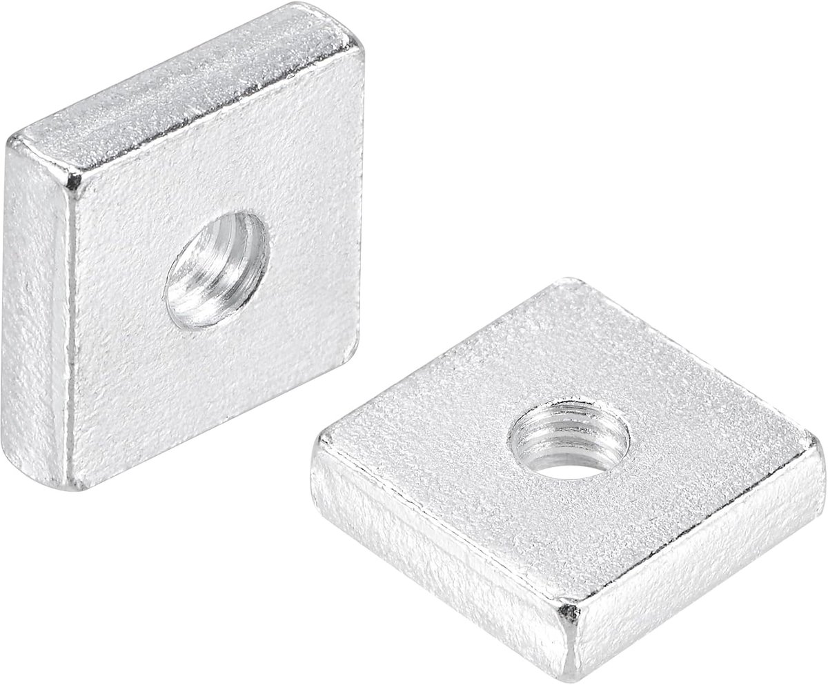 10 stuks vierkante moeren, M5 x 14 mm x 4 mm, vierkante moeren, verzinkt, metrische grove schroefdraad, assortiment set
