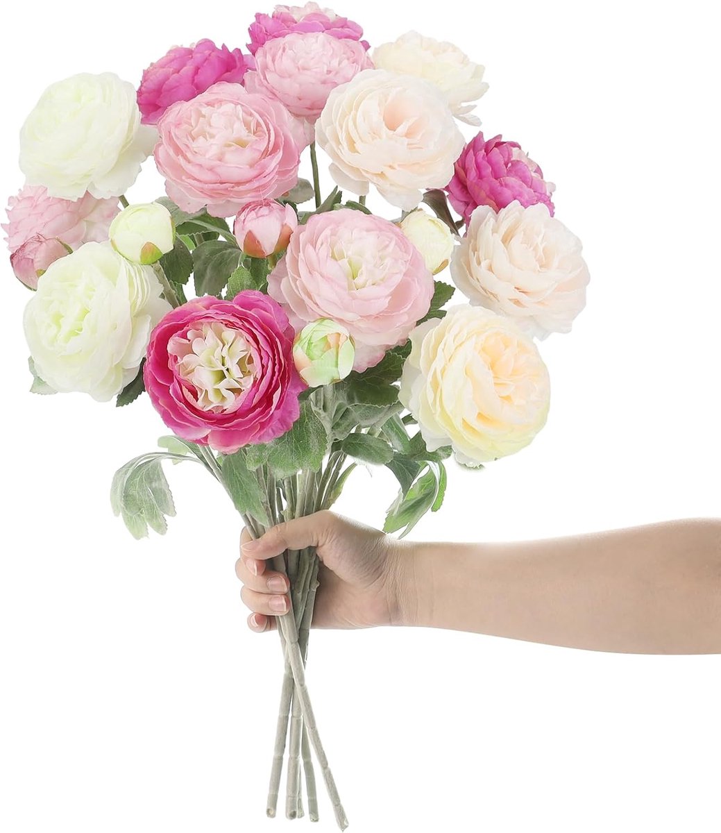 Kunstbloemen pioenrozen, kunstbloemen als echt (wit/roze/donkerpaars/lichtpaars/lichtoranje), decoratie voor bruiloft, bloemenwand, huis, tuin