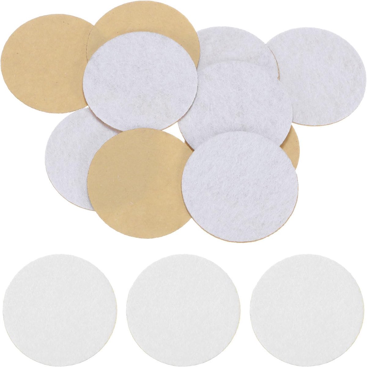 10 stuks ronde zelfklevende viltcirkels, 40 mm, voorgesneden vilten stickers van vliesstof voor doe-het-zelf naai- en knutselprojecten, wit