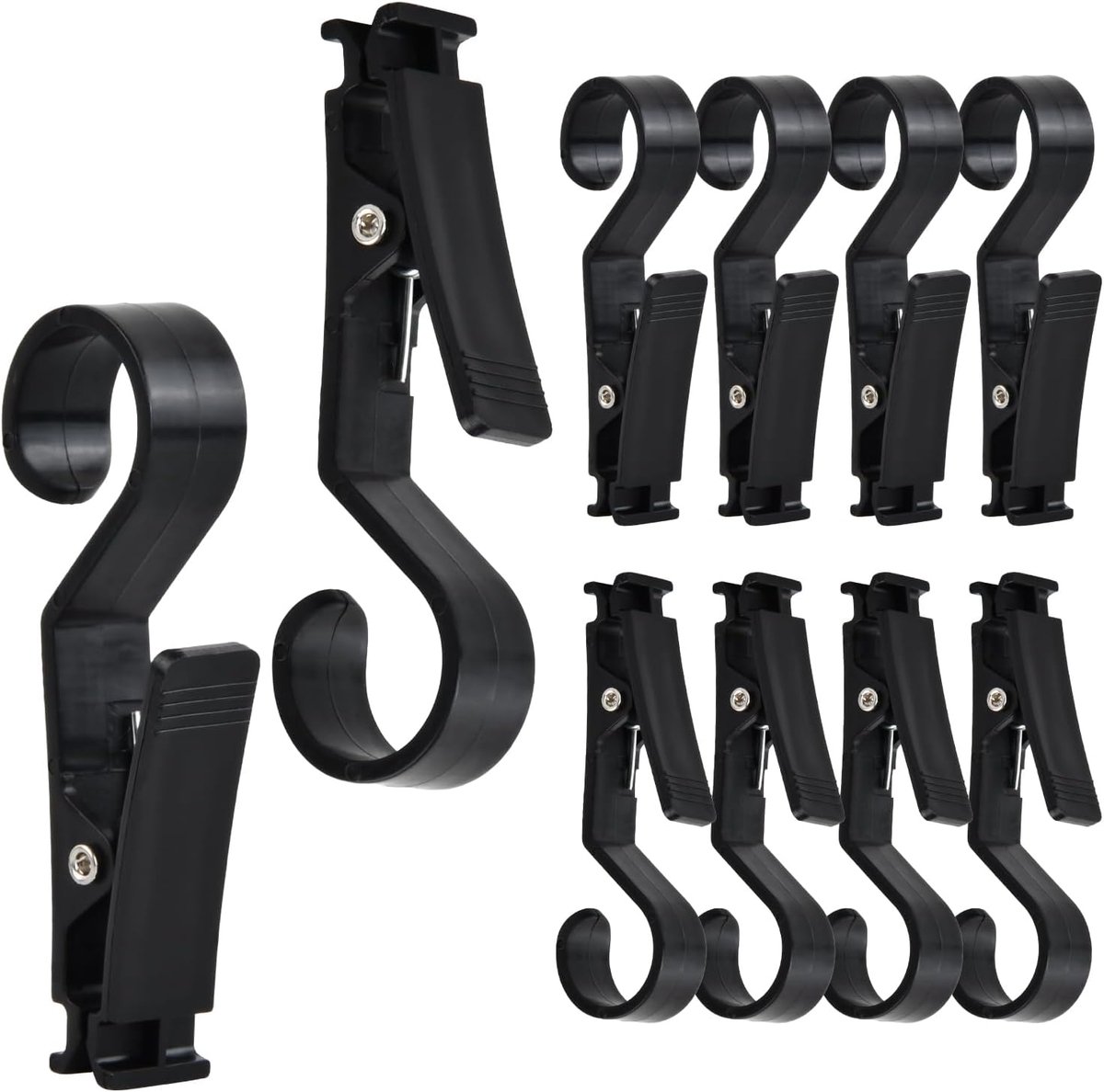10 stuks draagbare washaken anti-slip opknoping clips wasknijpers hangers met clips plastic camping haken hanger clips voor kleding gordijn badhanddoek hoed lakens jas camping lamp (zwart)