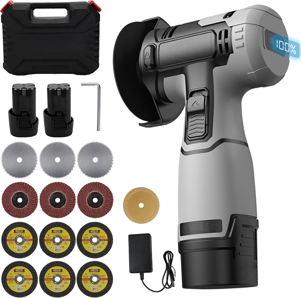 accu haaks polijst- en slijper (76 mm) met LED-digitaal display van vermogen, 16,8 V (28000 tpm)