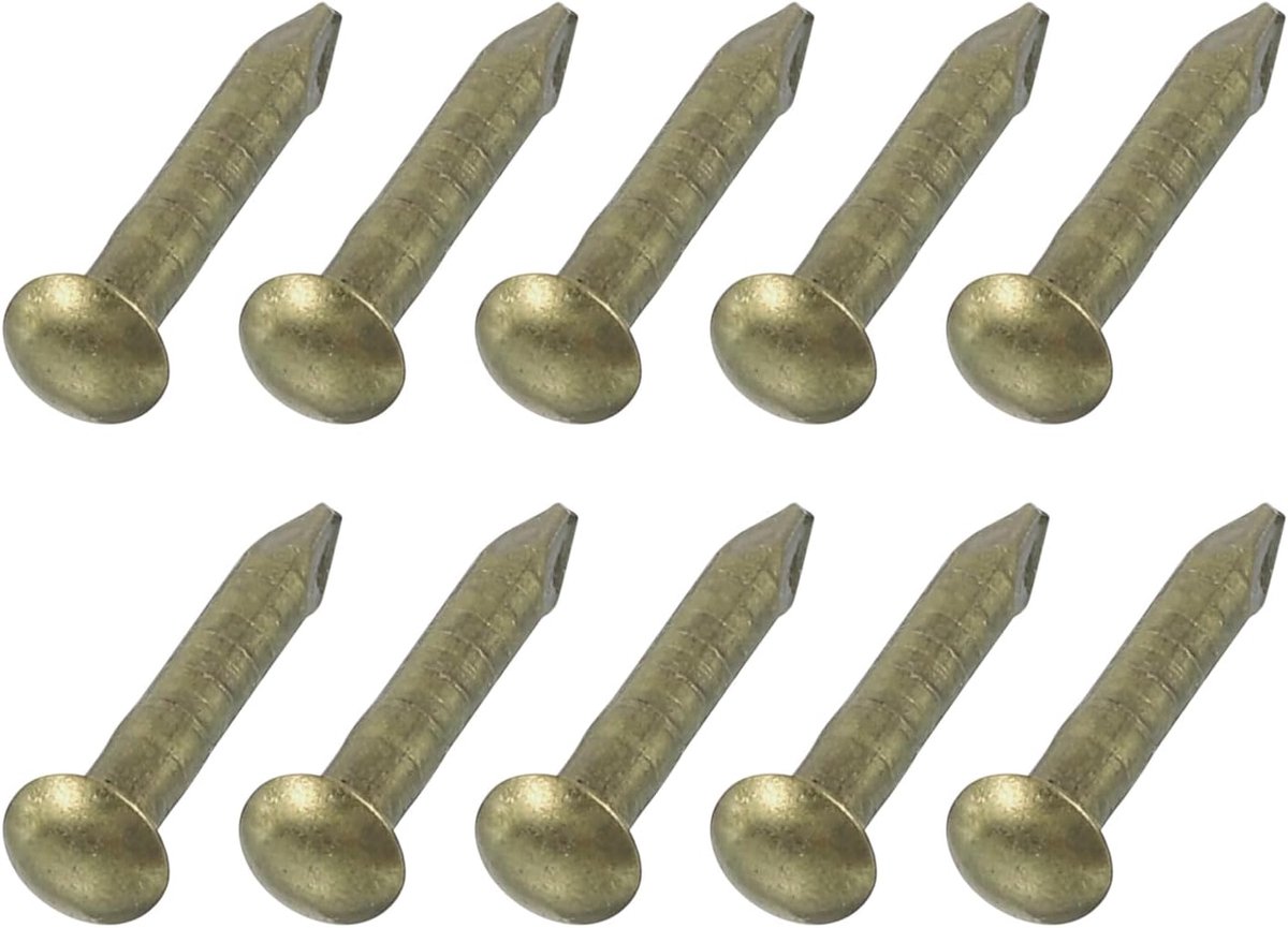100 stuks kleine metalen nagels, 1,5 x 10 mm, koolstofstaal, ronde kop, gebruikelijke siernagels voor huishouden, houtbewerking, foto's, ophangen doe-het-zelf projecten, brons