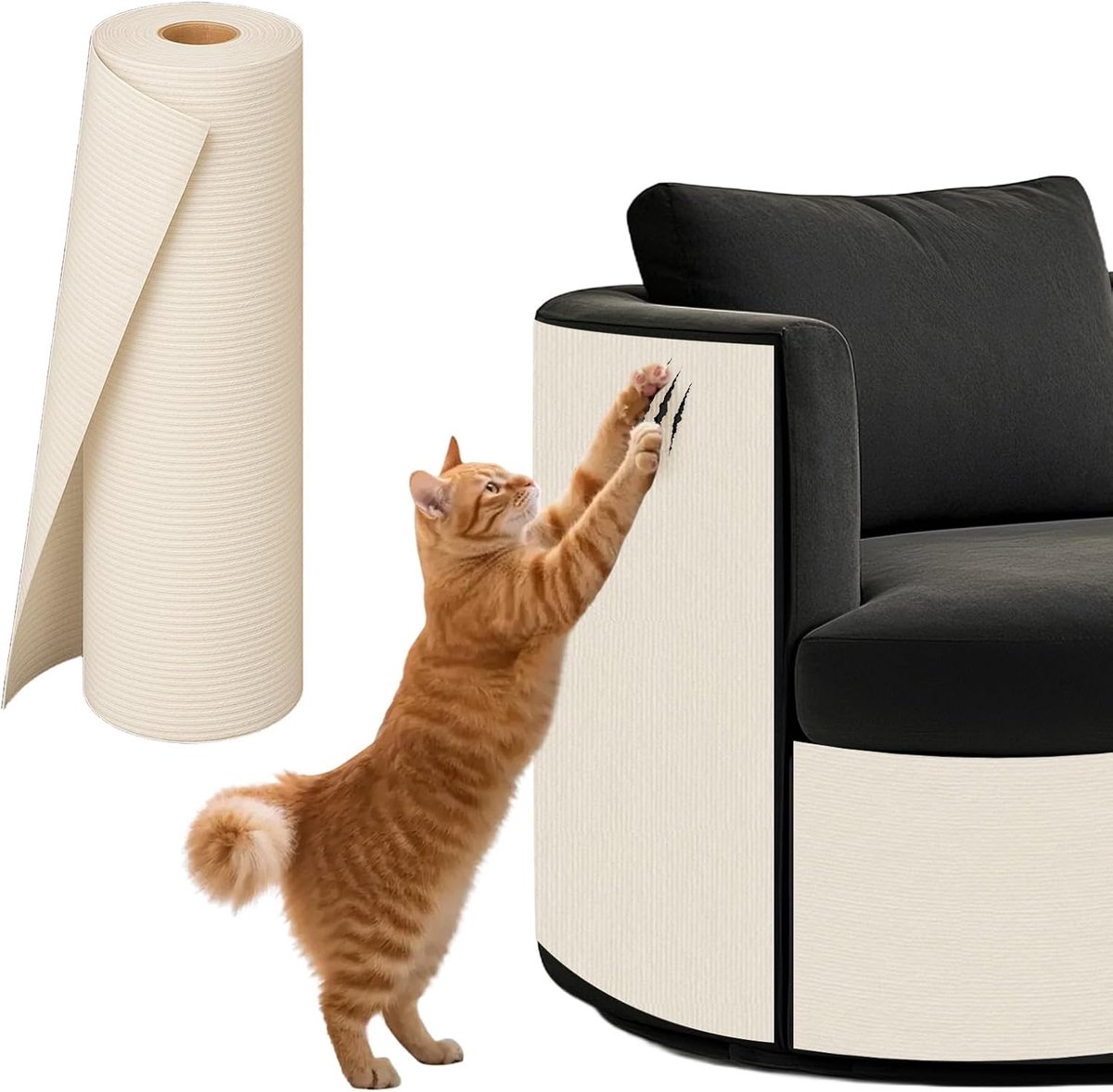 powerking Anti Cat Scratch Sofa Meubelbeschermer, Zelfklevende Kattenklauwmat, DIY Trimble Climbing Sticky Cat Play Mats Sofa Muur Hoekbeschermers voor Binnen 40 x 200 cm