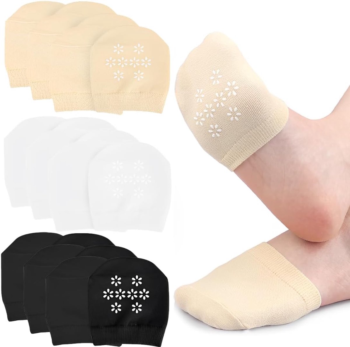 Voetbeschermers voor dames, 9 paar, onzichtbaar, antislip, van siliconen, voor ballerina's, hoge hakken en zomerschoenen