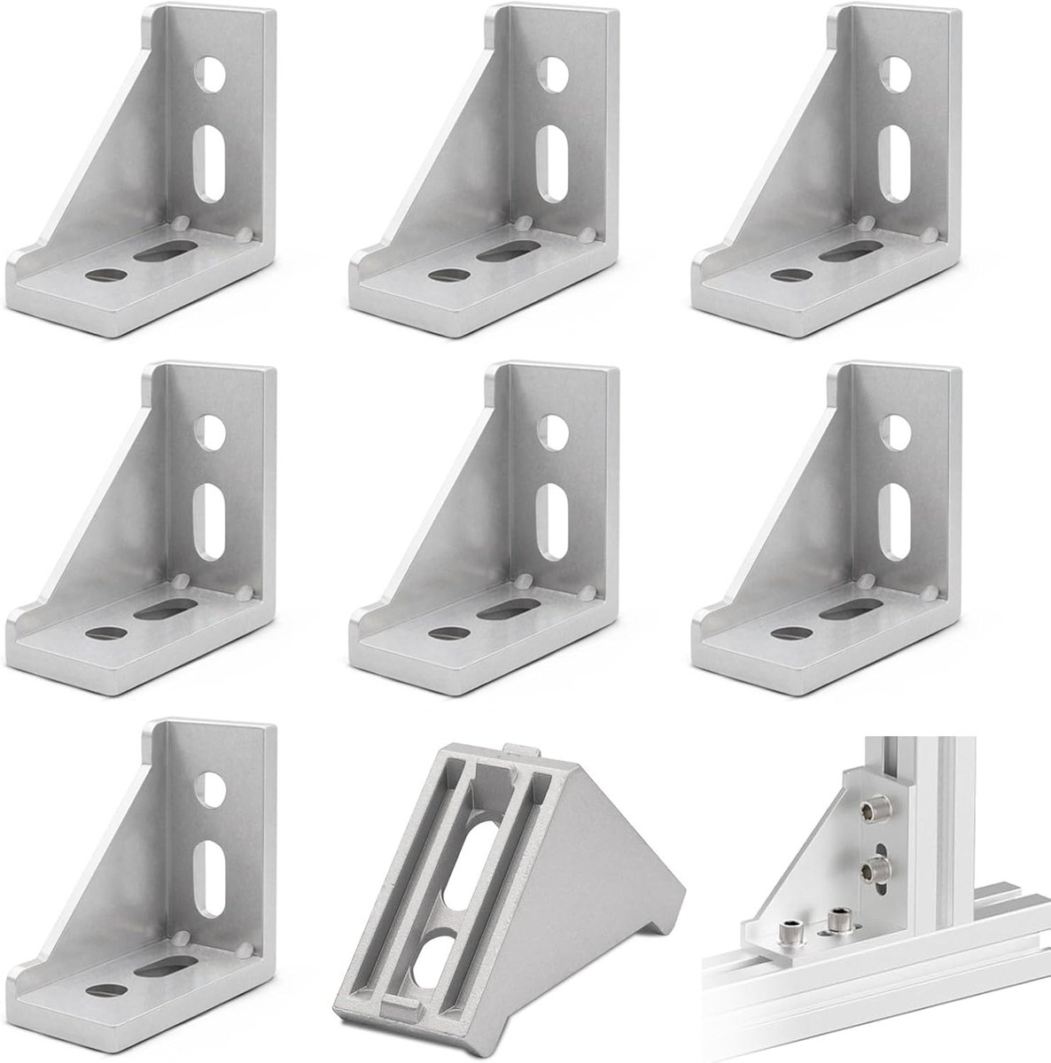 8 stuks aluminium hoek bevestigingsmateriaal, hoek 30 x 60, aluminium profiel, 90 graden hoekverbinder, hoekhoek, aluminium hoekverbinder voor aluminium profielen, stavenprofiel