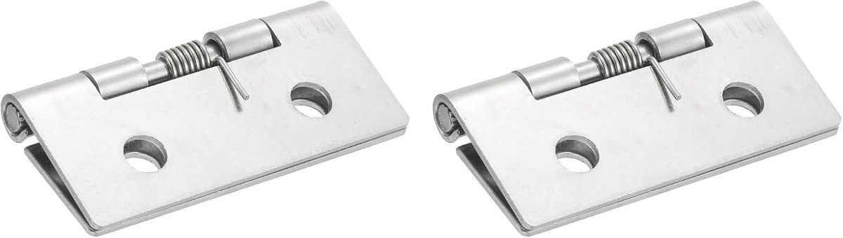 Scharnieren, lengte 8,9 cm, scharnieren van roestvrij staal 304, met veer, zelfsluitend, voor kastdeuren, links en rechts, kast zilverkleurig (buiten)