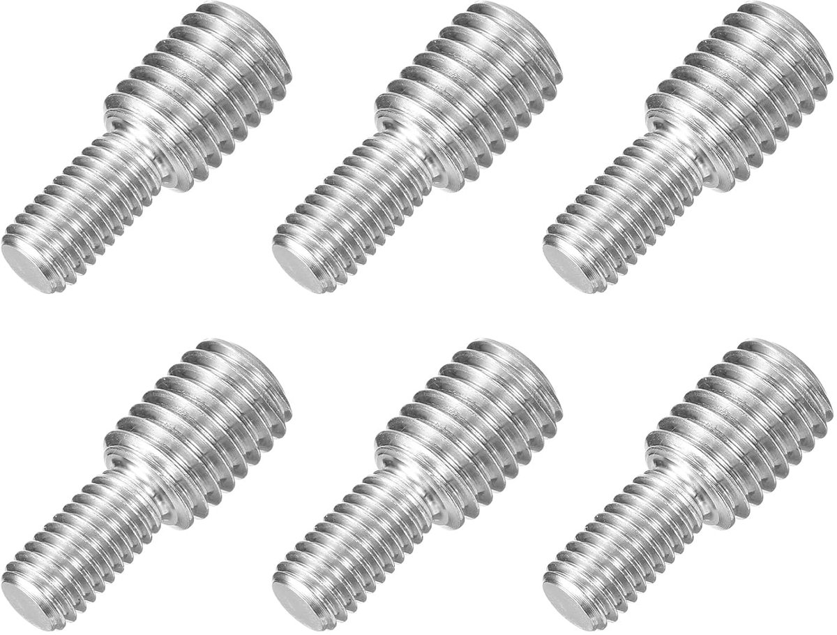 Dubbele schroefdraadbouten, M8 x 15 mm op M12 x 15 mm, 6 stuks schroefreduceradapter van roestvrij staal 304 voor montage van meubels en machines
