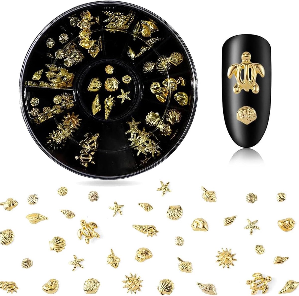 1 stuk Nail Charms Gold, Nail Art Supplies Design Nagelaccessoire, 3D Seestern Muschel Nagelschmuck, Acryl Ocean Charms Nagels, Zomer Maniküre Art Supplies für Frauen
