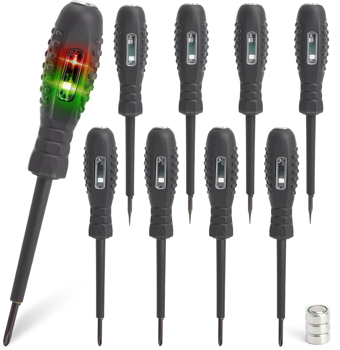 spanningstester, schroevendraaier, 8-delige set, led-display, fasetester met isolatieband en magneetkop, elektrisch gereedschap voor elektriciens, huishouden, spanningstest