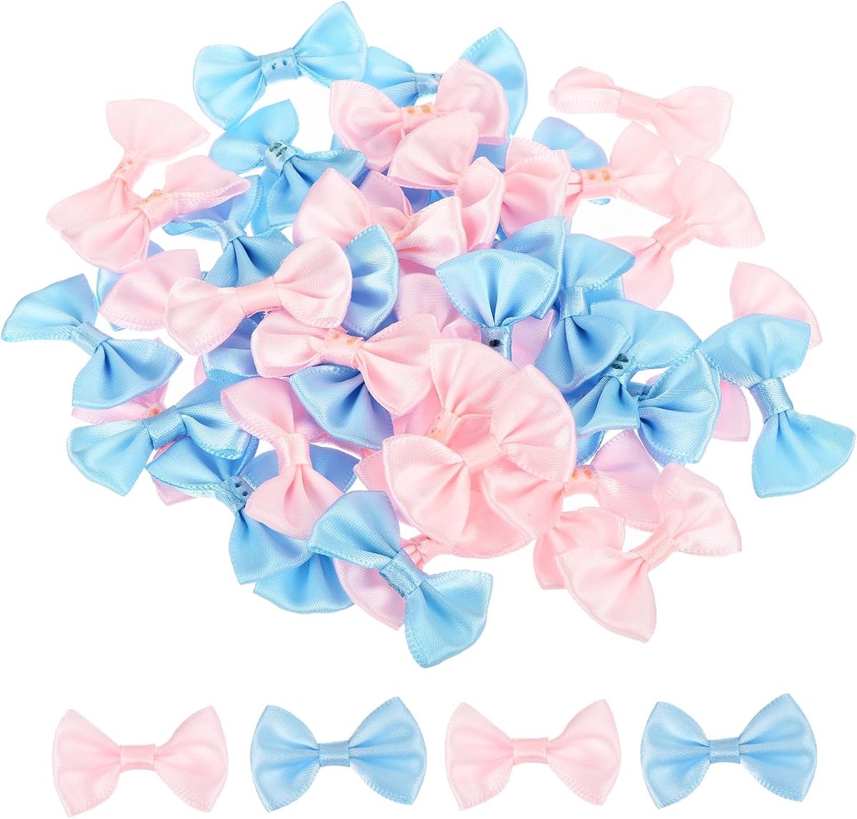 50 stuks blauwe en hete roze vlinderstrikken, 3,8 x 2,5 cm, mini-strikken voor knutselen, kleine satijnen strik, groot voor doe-het-zelf naaien, scrapbooking, bruiloft, cadeau, cadeau