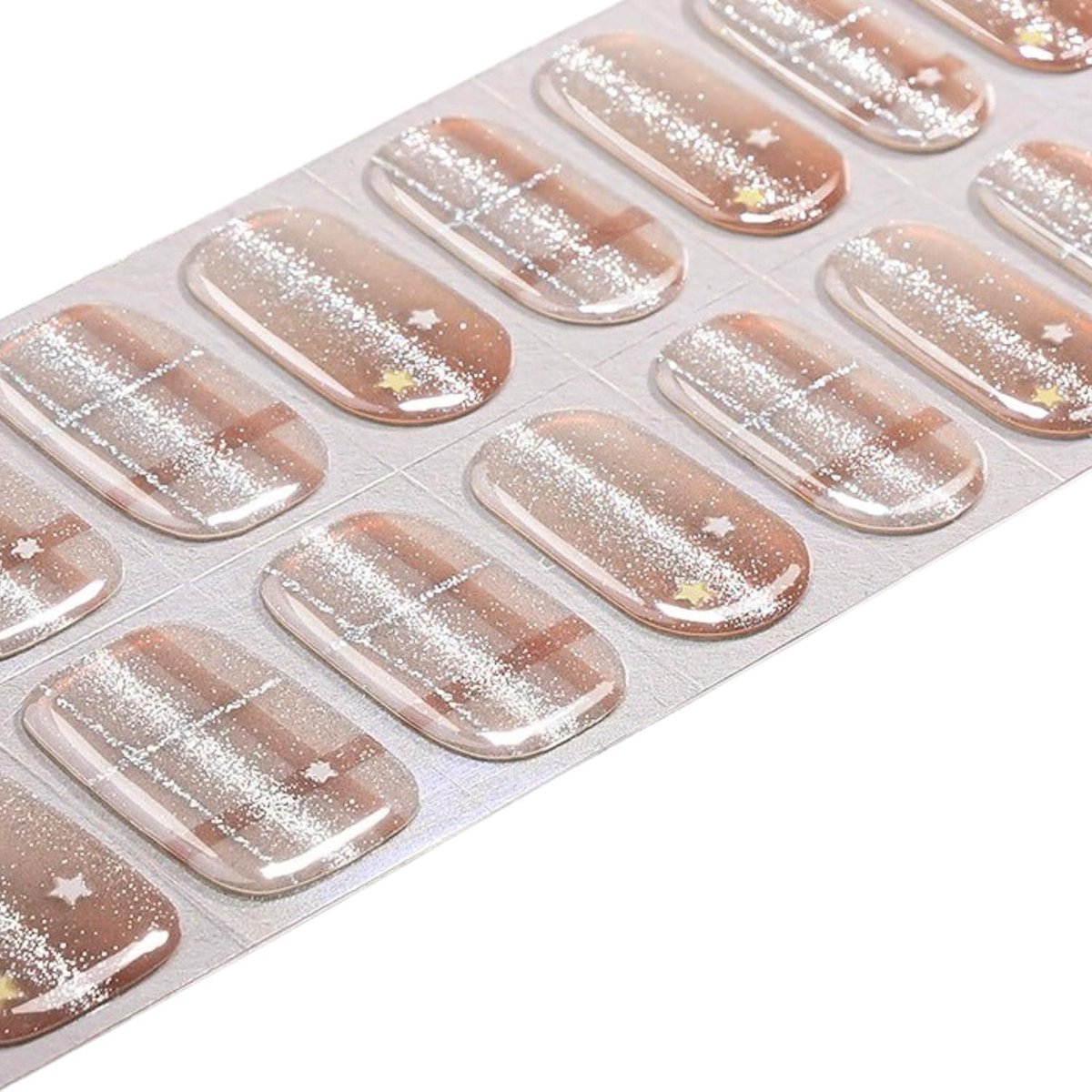 Aura Nagelfolie, zelfklevende gel-nagelstrips, zonder uv, nude glitter, kleurverloop, waterdicht en duurzaam, natuurlijk manicure, nageldesign voor vinger- en teennagels
