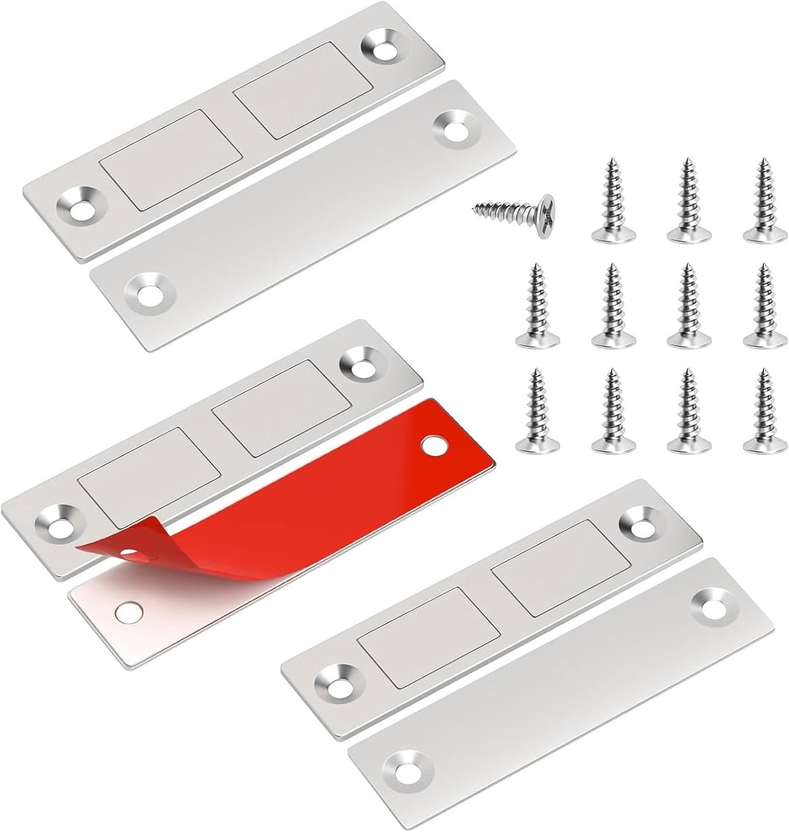 Deursluiter, magneten om te plakken, deurmagneet, magneetsluiting voor kastdeuren, 3 stuks, magneetsnappers, sterke kastdeur, magneet, dubbele magneten voor laden, kledingkast