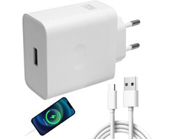 80 W USB-C oplader voor Oppo Super-VOOC, oplader met USB-A naar C-kabel voor Oppo Find X7/X6/X5/X3/Reno 11/10/8/7/6 voor OnePlus 11/10T Nord 2T/10 Pro voor Realme GT/9 Pro