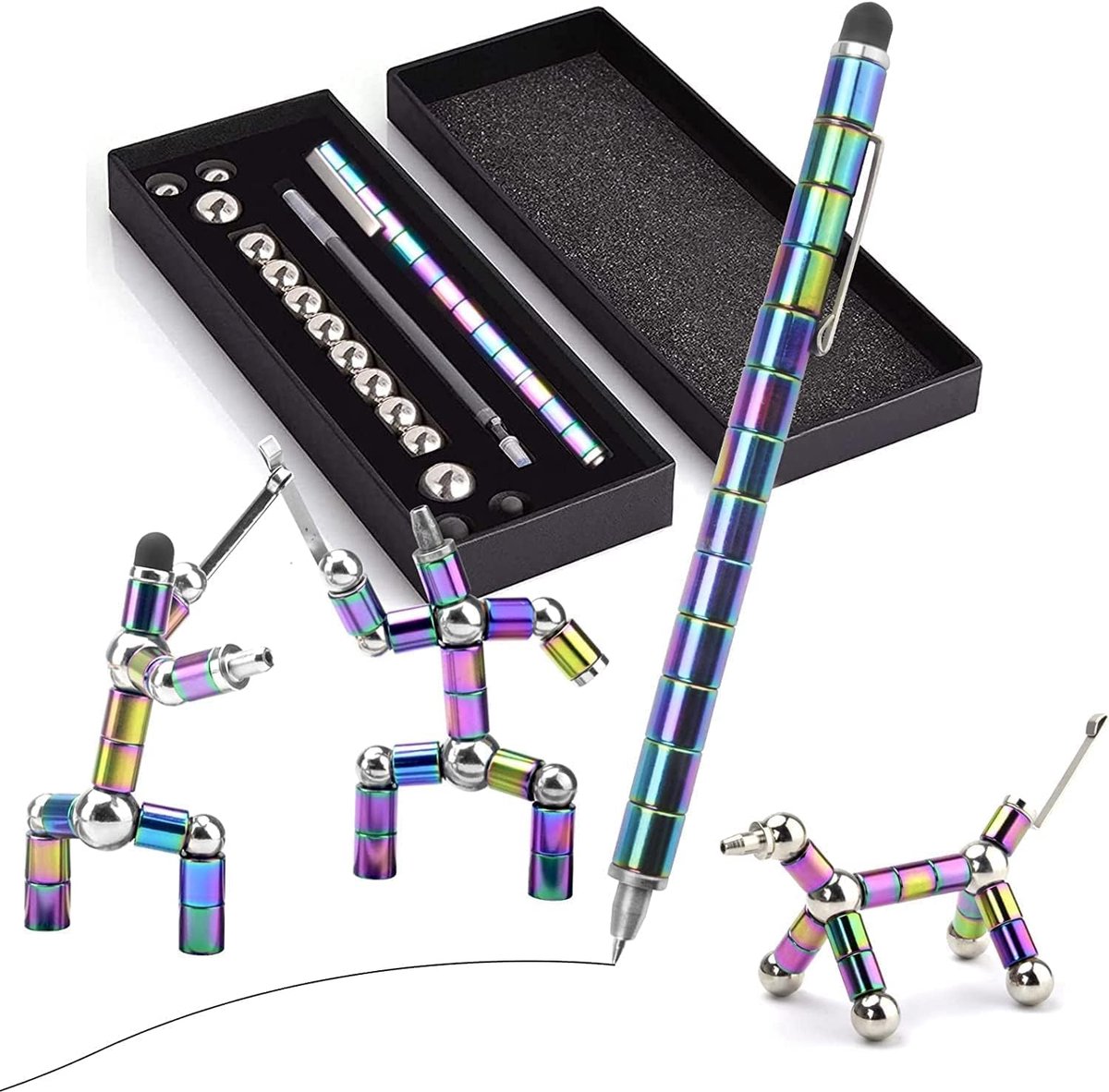 balpen, magneetstiftset vol creativiteit en stressvermindering, een balpen met touchpen als nieuw werkcadeau voor mannen of vrouwen of tieners (kleur)