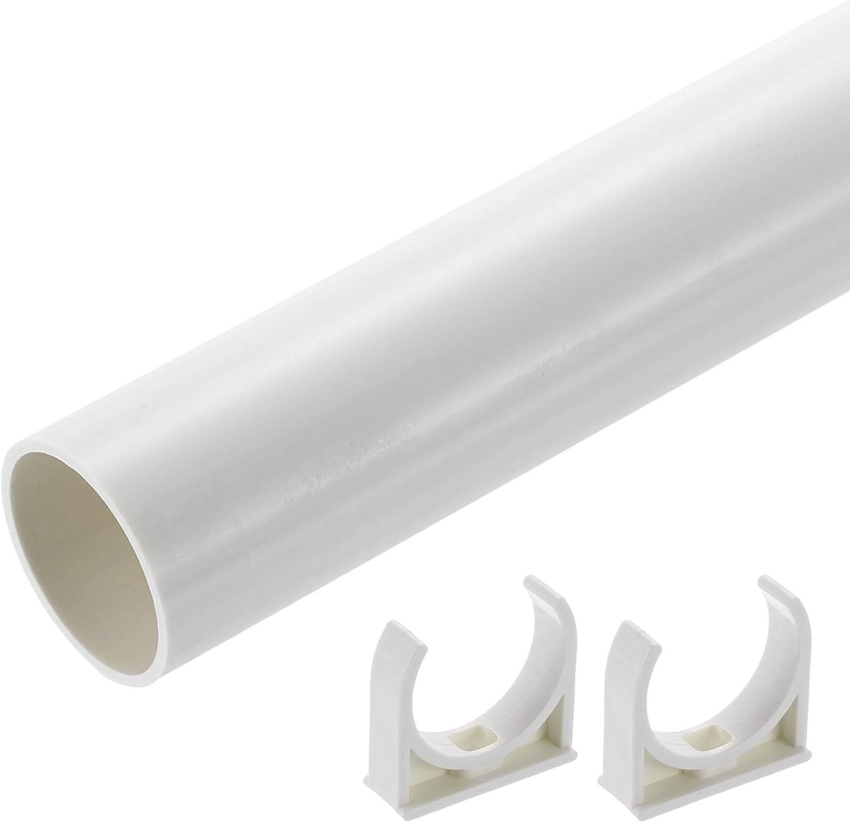 Harde pvc-buis, ronde buis lengte 300 mm, ID 36 mm OD 40 mm, kunststof buizen met kabelbinders voor aquarium, waterkoelsystemen, kabelmantel, wit