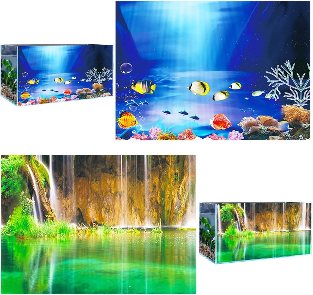 3D PVC Aquarium Achtergrond, 62x30cm, Onderwater Oceaan Design voor Vistank