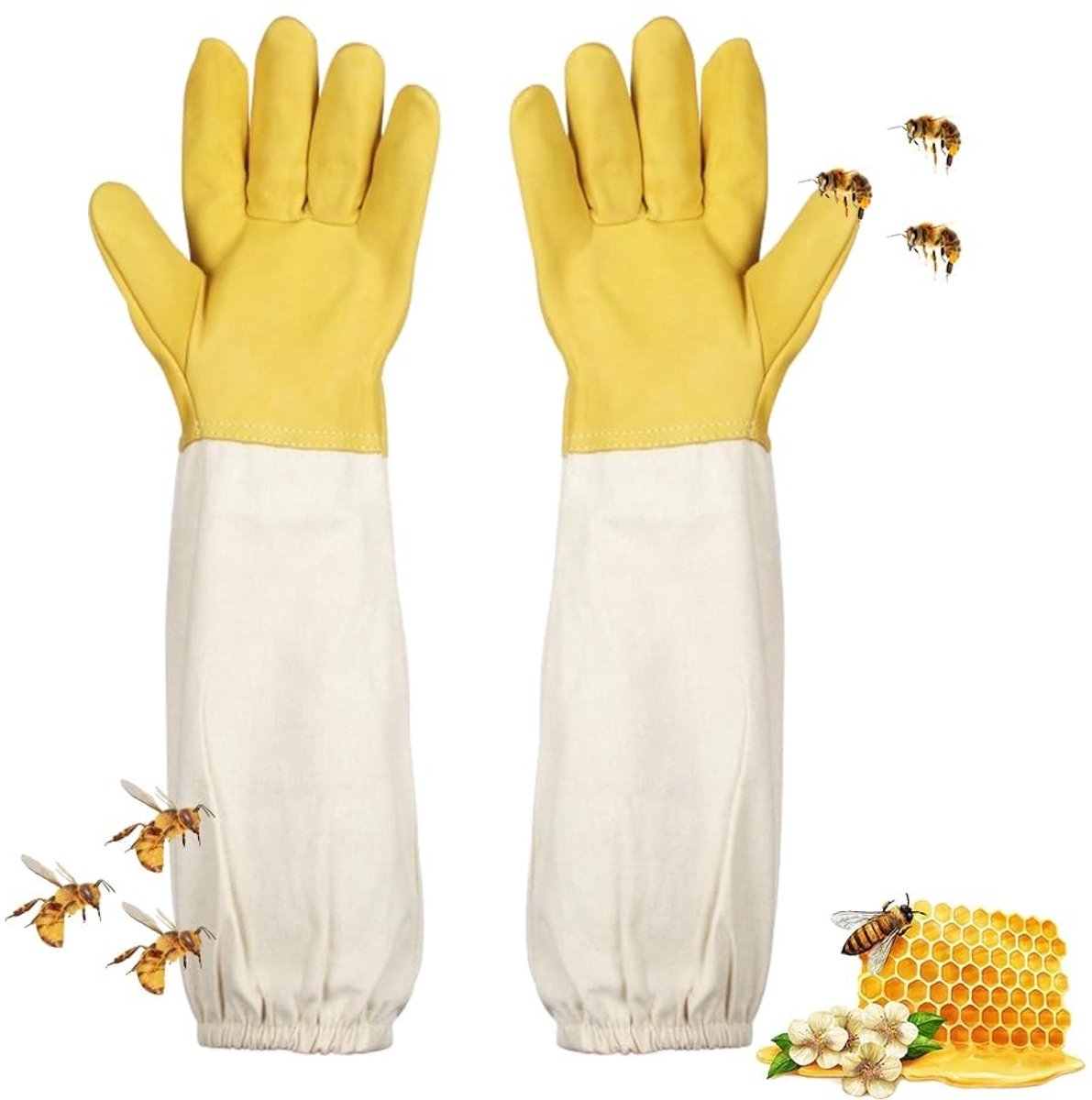 Imkerhandschoenen van geitenleer, imkerhandschoenen, steekvast, imkerhandschoenen, heren, dames, zeildoek, imker, beschermende handschoenen, imkeraccessoires, canvas, imkerhandschoenen, 50 cm