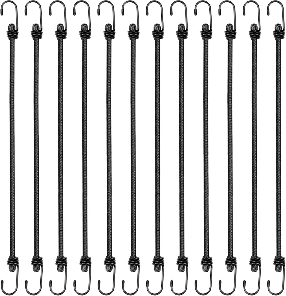 12 stuks spanrubbers met haken, 80 cm, duurzaam spanrubber, veelzijdige rubberen banden met haken, rubberen spanner voor bagage, kamperen