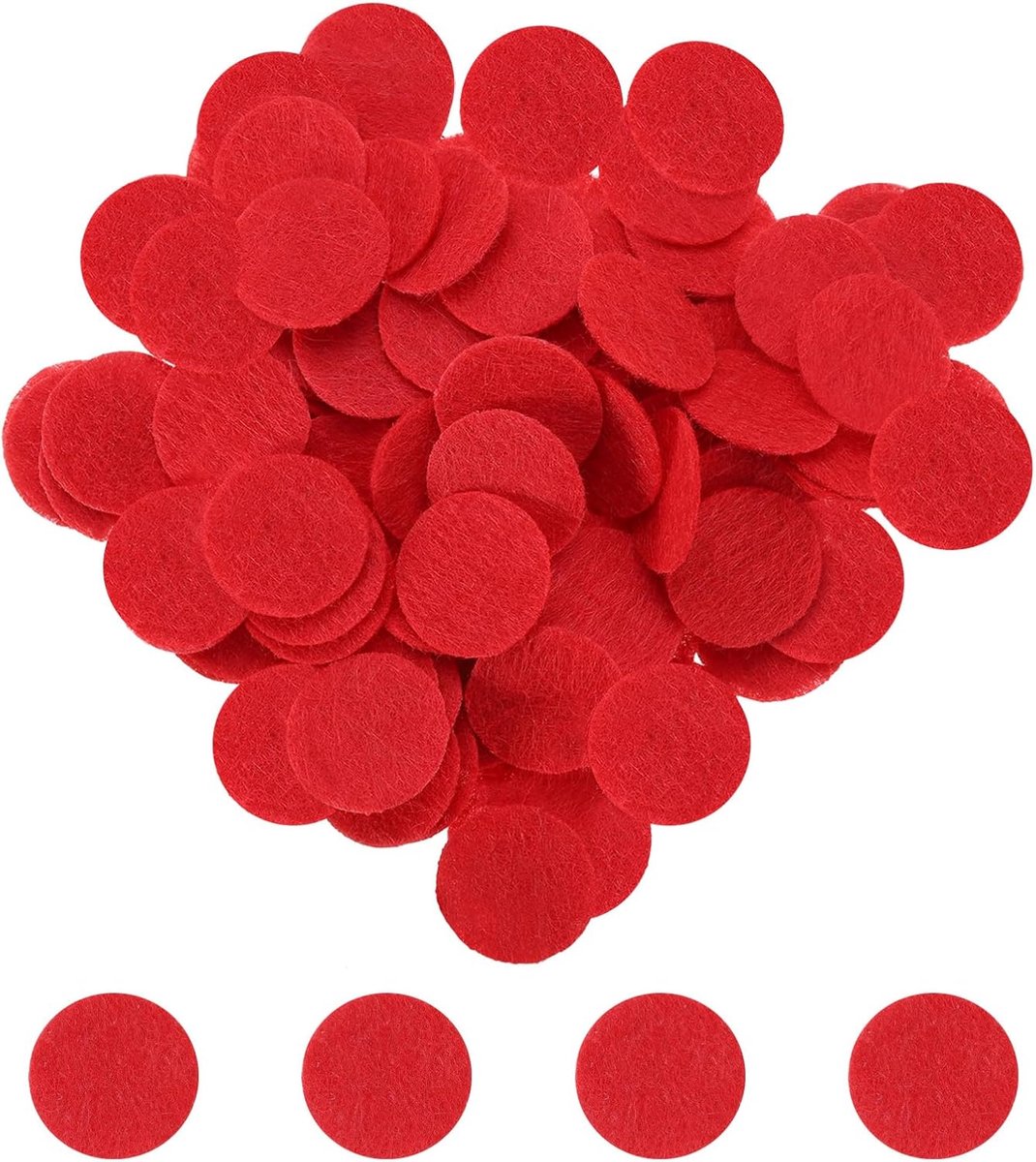 500 stuks ronde viltcirkels, 20 mm, 3/4 inch, voorgesneden vilten knutselpads van niet-geweven mini-viltstof voor doe-het-zelf naaihandwerk, rood