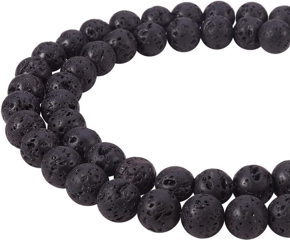 1 Strand (47 stks) 6mm Natuurlijke Zwarte Lava Steen Rock Edelsteen Gem Ronde Losse Kralen voor Sieraden Maken Bevindingen Accessoires