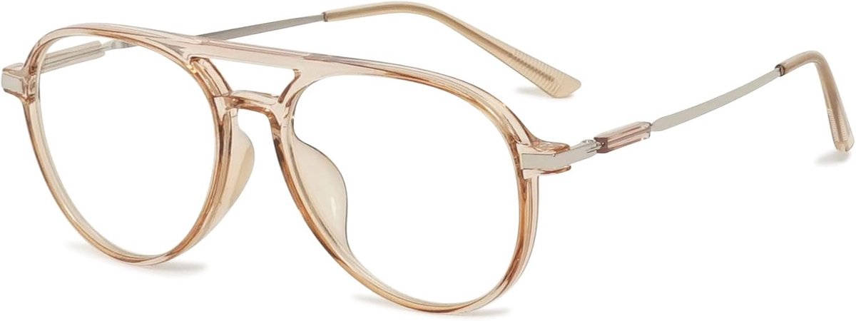 Mode Pilot Leesbril, blauwlichtfilter, voor dames en heren, kunststof, volledig frame, leeshulp, UV400-bescherming, bril met gezichtssterkte
