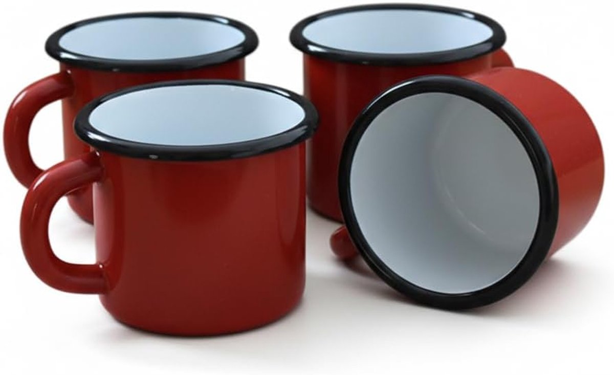 4 x 250 ml rode metalen beker