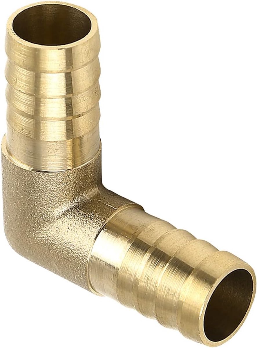 METERXITY 90 graden messing elleboog mannelijke schroefdraad slang weerhaak montage - pijp weerhaak connector snel verbinden, van toepassing op pijpverbinding (14mm OD, gouden toon)