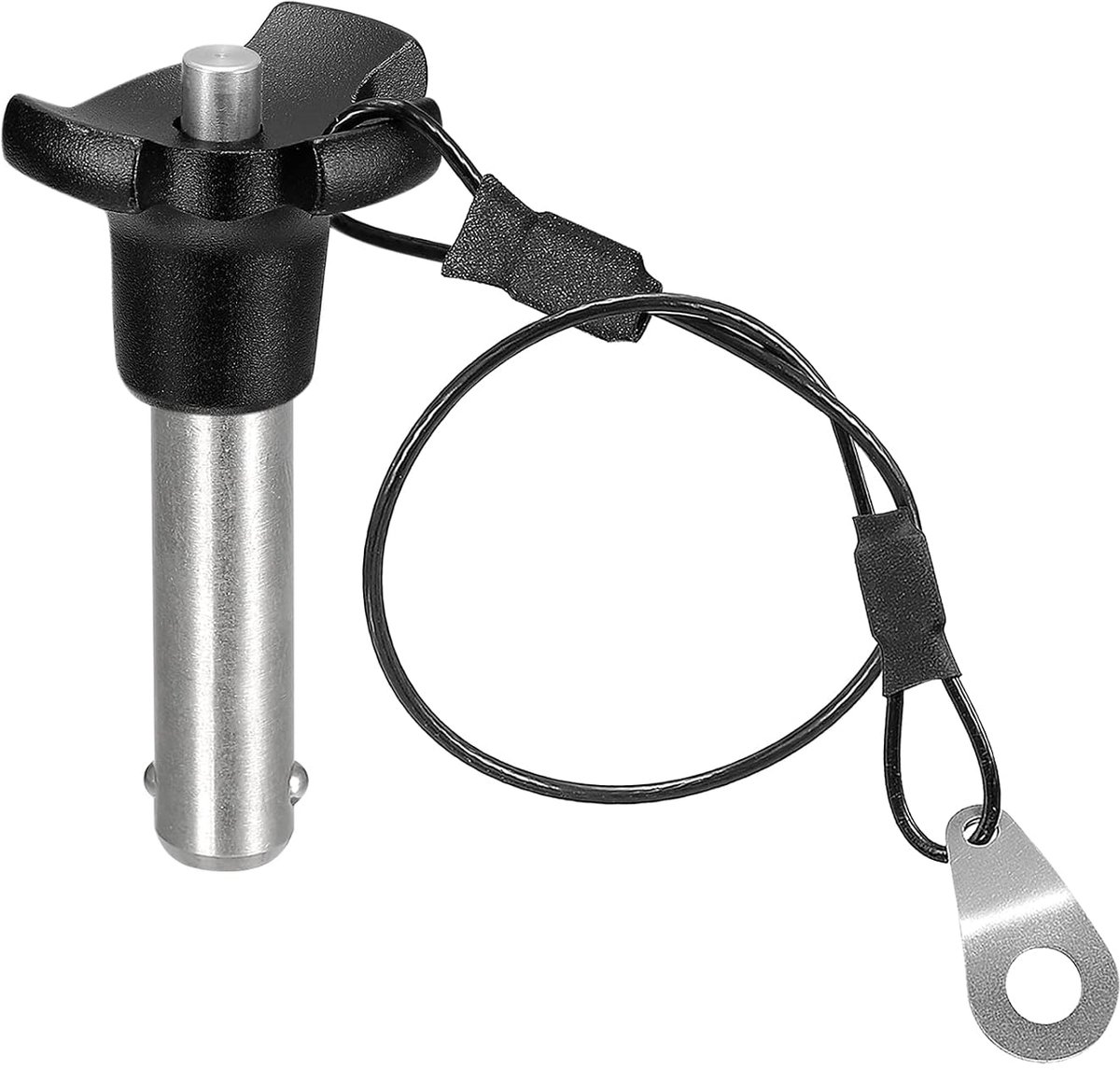 sourcing map Kogelvergrendelingspen, kogelborgbouten pinnen met knop handvat 304 roestvrij staal driehoekige dop drukknop snel ontgrendelingspen met 24,5 cm touw (10 mm-31 mm)