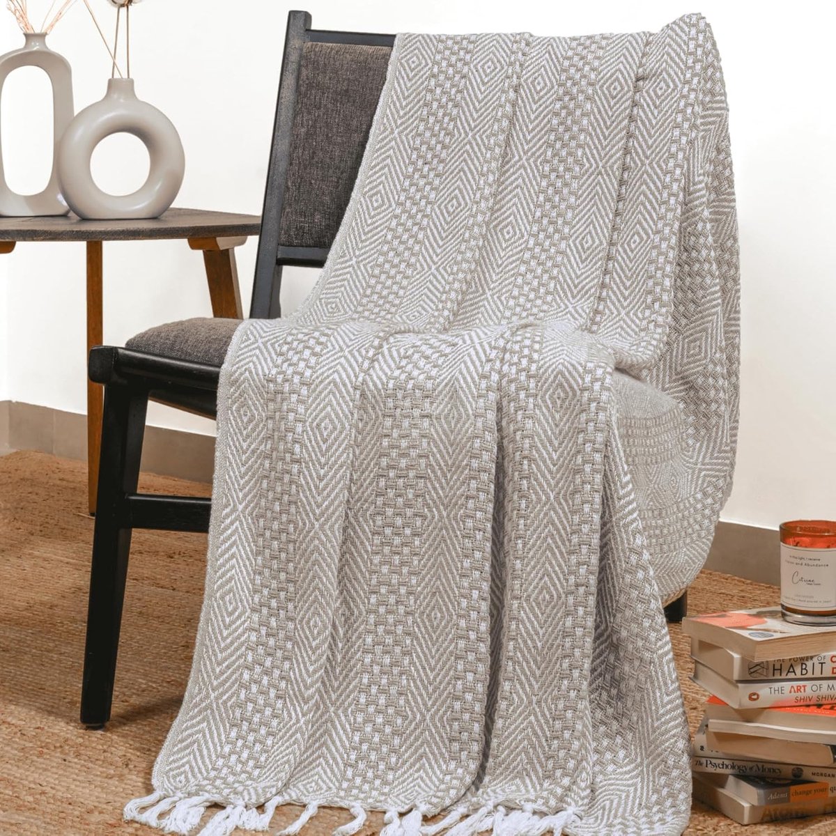 Cotton Throw Deken - 50x60 inch - Rustieke bank gooit voor woonkamer Decor havermout