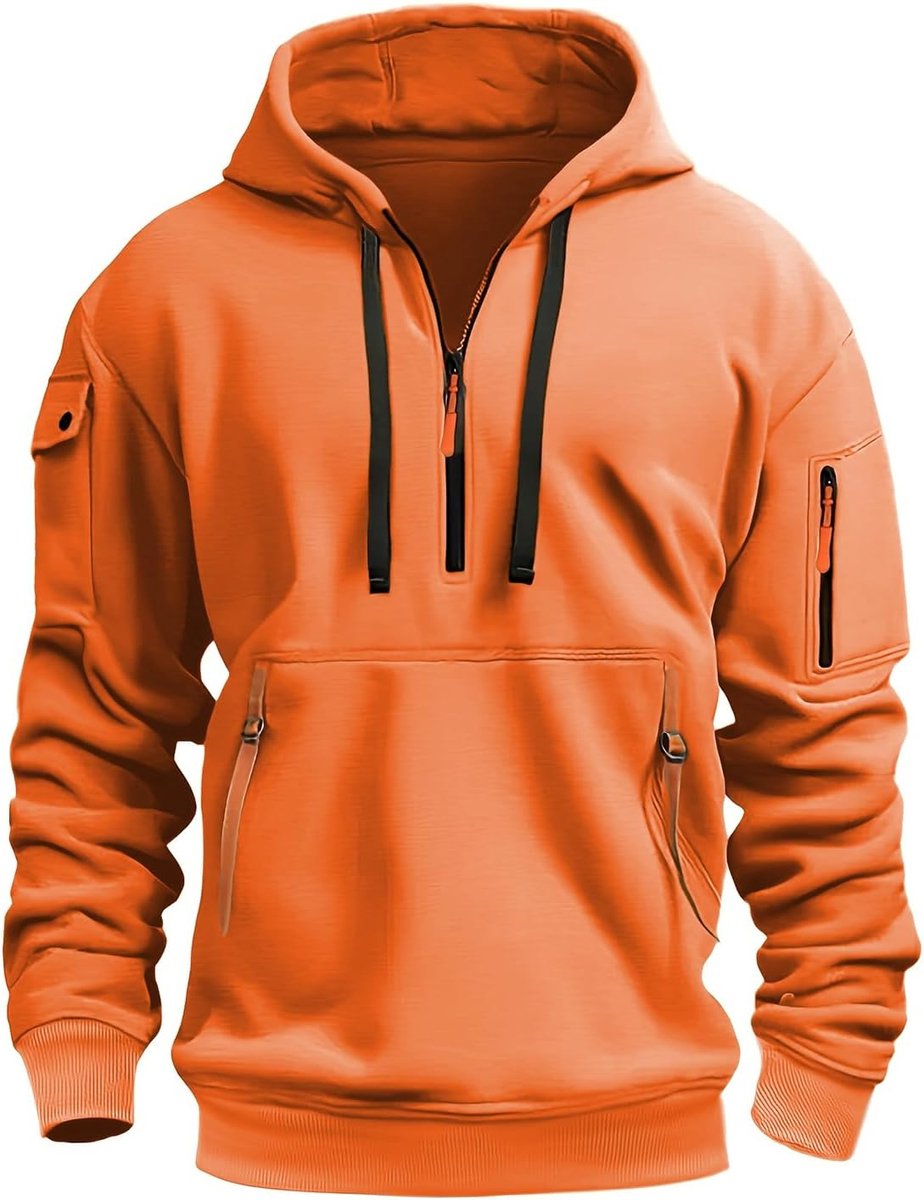 Herentrui met capuchon en ritssluiting, lange mouwen, effen, dik, warm