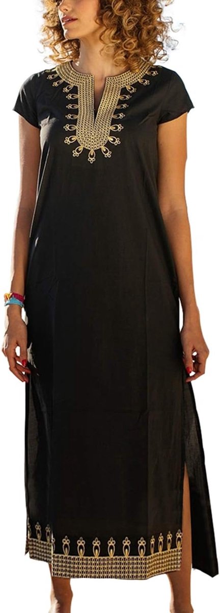 Kaftan Maxi Bohemian Jurk Voor Dames Strand Coverup Robe Ruime Kimono Een Maat Loungewear